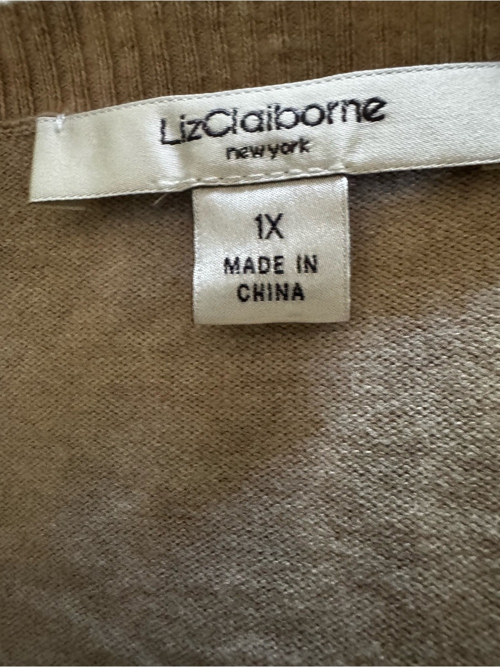 Liz Claiborne Animal Print Button-Front Cardigan Sweater - Beige 1X - Picture 2 of 2